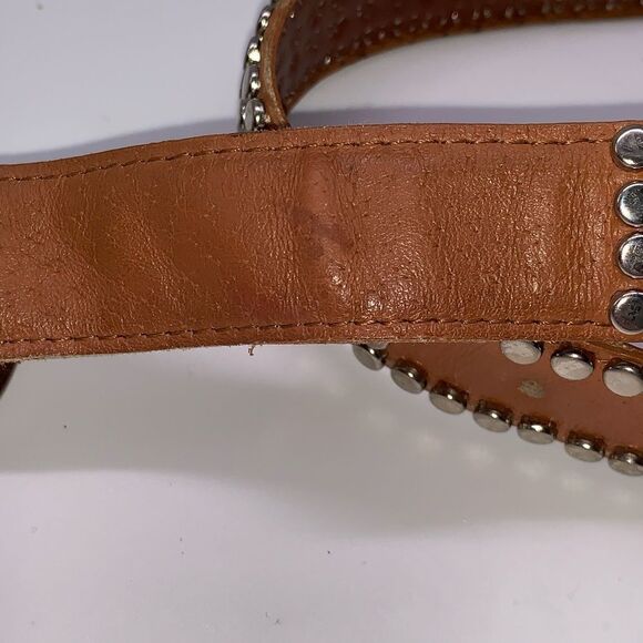 Genuine Leather Western Boho Studded Belt W Buckle - Picture 5 of 6